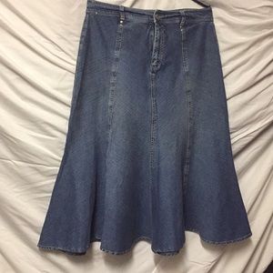 Blue Jean Skirt flare bottom by A.M.I. Gold stitch